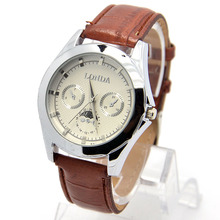New Arrival Three Eyes Leather Watches Men Top Brand Relogio Masculino Men Sports Clock Quartz Wrist Watches londa-28 2024 - buy cheap