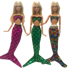 NK-Conjunto de 3 vestidos de fiesta para niñas, falda, vestido de sirena para muñeca Barbie, regalo favorito, Cosplay de cola de muñeca 2024 - compra barato