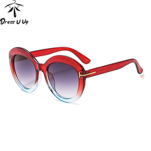 DRESSUUP рождественские круглые солнцезащитные очки в Красной оправе для женщин и мужчин, брендовые дизайнерские солнцезащитные очки с большой оправой, Oculos De Sol Feminino Occhiali 2024 - купить недорого