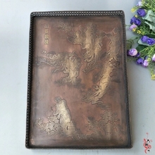 Antique collection Qing Xuan Tong copper sculpture seven fairy picture tea tray pallet home decoration 2024 - buy cheap