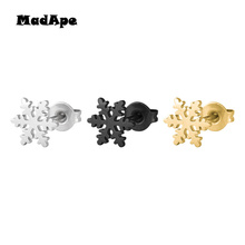 MadApe-pendientes de acero inoxidable 316L para hombre y mujer, con forma de nieve, sencillos, clásicos, color dorado, 8mm, 2019 2024 - compra barato