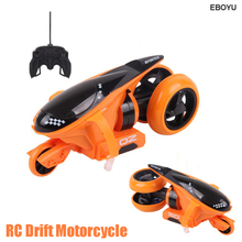 EBOYU QF100-Rueda trasera para motocicleta de control remoto para niños, juguete de coche acrobático para motocicleta de 360 grados, con destello de luz LED, regalo para niños, 2 canales 2024 - compra barato