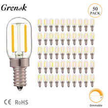 Grensk 50pcs/lot T20 Radio Refrigerator Lamp 1W Super Warm 2200K Retro LED Filament Bulb E12 E14 Base 110V 220VAC Dimmable leds 2024 - buy cheap