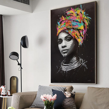 Pintura al óleo de mujer africana para decoración del hogar, carteles e impresiones sobre lienzo para pared, imagen de mujer africana para sala de estar 2024 - compra barato