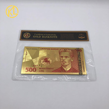 Billete de Banco de plástico de 24k, lámina de oro de 500 Litas, con marco de COA para colección 2024 - compra barato