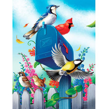 DIY 5D Round Diamond Embroidery Cross Stitch Blue and Red Birds and Mailbox Animal Full Square Diamond Painting Room Decorat 2024 - buy cheap