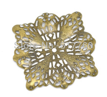 Conector flor filigrana de bronze antigo, envoltório grátis para joias diy 4.7x4.7cm j0589 2024 - compre barato