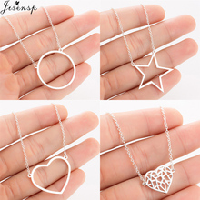 Jisensp New Boho Geometric Round Star Heart Pendant Necklace for Women Gold Long Chain Necklaces Simple Jewelry Kolye Bijoux 2024 - buy cheap