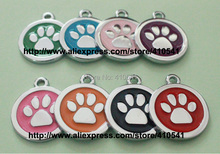 free shipping pet tag zinc alloy dog name tag 25mm round paw shape pet id tag pendant for animal mix colors 2024 - buy cheap