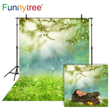 Funnytree-Fondo de fotografía de primavera bokeh, hierba verde, árbol brillante, luz del sol, estudio fotográfico, sesión de fotos 2024 - compra barato
