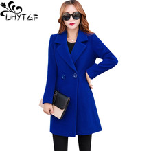 UHYTGF Imitation Autumn Coat Women Woolen Jacket Female Long Winter Coat Women Lapel Plus Size Tops Woolen Lady's Overcoats 662 2024 - buy cheap