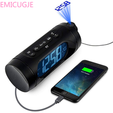 Luz de noche Snooze Nixie reloj USB de carga FM Radio despertador LED Digital electrónico escritorio proyector de sobremesa reloj con 2024 - compra barato