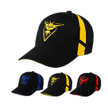 Boné snapback de beisebol pokemon go, chapéu cosplay para jogos móveis, time valor do time místico, boné de beisebol 2024 - compre barato