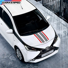 Racing Sport Stripes Car Hood Sticker Auto Bonnet Engine Cover Decor Vinyl Decals Exterior Accessories For Toyota AYGO 2024 - buy cheap