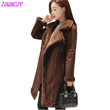 Winter Jackets for Women 2018 Deerskin Suede Flocking Lamb Fur Paekas Plus size Thick Warm Loose Female Cotton Coats IOQRCJVH525 2024 - buy cheap