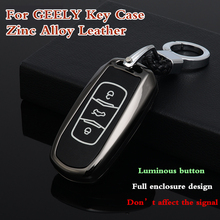 Светящаяся кнопка, цинковый сплав, кожаный чехол для ключа автомобиля, чехол для Geely Emgrand X7 EmgrarandX7 SUV EX7 GT GC9 borui GE Atlas Boyue 2024 - купить недорого
