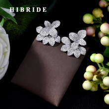Hibride-brinco de luxo com zircônia cúbica, forma de flor, brinco, joias fashion, dubai, femininas, capinação 2024 - compre barato