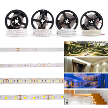 Fita de luz de led, 12 v, smd 2835, 5050, rgb, à prova d'água, 5m, dc, 12 v, 60led/m, tira de luz, diodo, flexível para luz de fundo da tv
