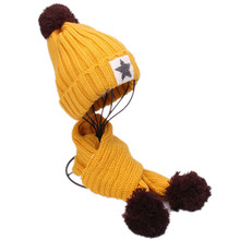 New Children's 2pcs Warm Winter Beanies Baby Knitted Hat Scarf Set For Kids Girls Boys Five-pointed Star Caps Scarf Windproof 2024 - buy cheap