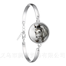 Pulseira fofa de unicórnio cabochão de vidro 18mm, bracelete joalheria banhado a prata para mulheres e meninas presente 2024 - compre barato
