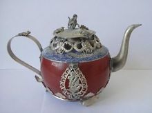 Chinese Vintage handwork tibet-silver carving dragon jade teapot monkey lid Garden  100% real Tibetan Silver Brassroom    2024 - buy cheap