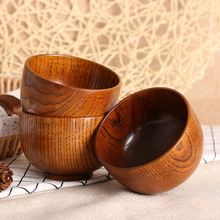 1PC New Cute Natual Wood Round Salad Bowl Kitchen Bamboo Handmade Children Fruit Rice Bowl 2024 - buy cheap