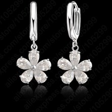 Flower Shape Dangle Earrings Shinning Stone 925 Sterling Silver CZ Cubic Zircon Earring Fashion Wedding Jewelry For Women 2024 - buy cheap