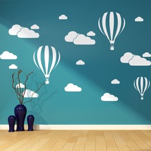 Pegatinas de pared de globos de aire caliente de dibujos animados para niños, papel tapiz para habitaciones de guardería, decoración del hogar, dormitorio, vinilo artístico 2024 - compra barato