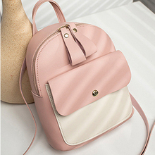 Pu Leather Zipper Backpack Women's Contrast Change Small Backpack Simple Travel Crossbody Shoulder Bag 2024 - buy cheap