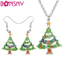 Bonsny conjunto de joias presente árvore de natal, conjunto de joias com colar, pingente, natal decoração para mulheres e meninas adolescentes 2024 - compre barato