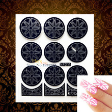 Flower Leaf Pattern Nail Stencil Template Women Manicure Art Painting Tool Black Hollow Nail Art Vinyl Stamp Image Guide HBNF314 2024 - buy cheap