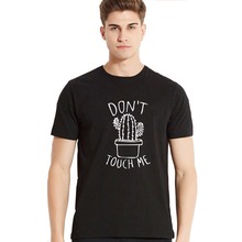 Camiseta de algodón con estampado de letras don't touch me para hombre, camisa informal de manga corta de algodón 2024 - compra barato