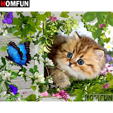 HOMFUN Full Square/Round Drill 5D DIY Diamond Painting "Animal cat butterfly" Embroidery Cross Stitch 3D Home Decor A10571 2024 - buy cheap