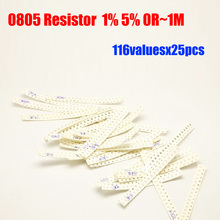 Resistencia 0805 SMD 1% 5% tolerancia 116valuesx25 Uds = 2900 Uds Kit de resistencia 0R ~ 1M Kit surtido 2024 - compra barato