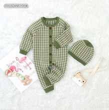 Macacão infantil de malha, roupas de bebê para outono e inverno com chapéu, macacão de algodão para meninos e meninas 2024 - compre barato