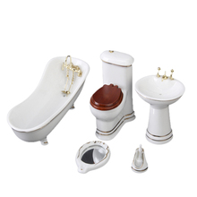 Ornamentos miniatura para banheira 1/12, conjunto de decoração de porcelana vintage para banheira de banheiro 2024 - compre barato