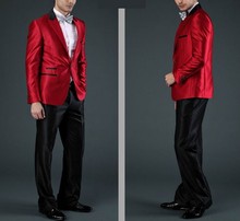 Último abrigo pantalones diseños rojo satinado hombres traje novio graduación Chaqueta Slim Fit estilo trajes personalizado etapa esmoquin 2 piezas chaqueta Masculino 2024 - compra barato