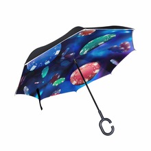 Casino Poker Chips Reverse Umbrellas Folding Double Layer Inverted C Hand Holder Stand Rain Windproof Rolling Over Umbrella 2024 - buy cheap