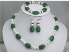 Красивый китайский зеленый нефрит ожерелье серьги набор Бесплатная доставка PNS107 2024 - купить недорого