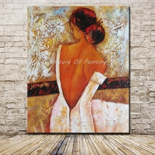 Arthyx-pintura al óleo sobre lienzo para mujer desnuda, textura hecha a mano, imágenes artísticas de pared abstractas modernas para decoración del hogar y sala de estar 2024 - compra barato