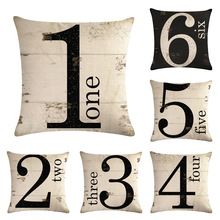 Almohadas decorativas con números, fundas de almohada de lino y algodón grueso, decorativas en blanco y negro, decoración del hogar 2024 - compra barato