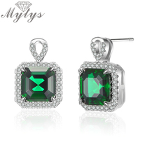 Mytys Royal Jewelry Green Square Earrings AAA Cubic Zircon Stud Earrings for Women High Quality Wholsale Ear Jewelry CE593 2024 - buy cheap