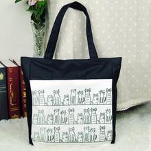 Cats Printed Shopping Cat Tote Bag Canvas Woman Bags  Handbag Fashion Handbags Portable Student Book bag Hand Bag 45 2024 - buy cheap