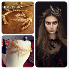 Himstory Baroque Crowns Gold Branch Leaf Headband Hair Jewelry Handmade Wedding Princess Tiaras Bridal Headpiece Headband 2024 - buy cheap