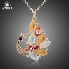 AZORA Beautiful Peacock Gold Color Stellux Austrian Crystal Pendant Necklace TN0122 2024 - buy cheap