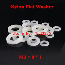 1000 pcs M3 * 8*1 Nylon Flat Washer/M3 Isolamento Junta do Anel Liso Banhado Espaçadores de Plástico Branco 2024 - compre barato