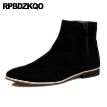 Cima Mas Alta Botas De Invierno Para Hombre Cálido Del Corto Caer Ante Planos Zapatos Negro Otoño Botines Tobillo Cremallera 2018 Forrado Piel Dedo Punteado Cómodo Masculino Calzado Moda 2024 - compra barato