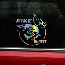 Car Sticker Vinyl 13.3*14cm Pike Hunter Fish Animal Funny Sticker Decal Reflective Laser Motorcycle Car Styling 3D Stickers 2024 - buy cheap