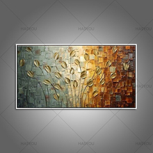 100% Original Handpainted Golden Leaves Modern Oil Painting On Canvas Wall Art Wall Pictures For Living Room Home Decor 2024 - buy cheap