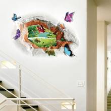 Домашний декор, 3D Наклейка на стену с изображением бабочки, съемные настенные наклейки, виниловые наклейки для художественного декора комнаты, настенные Стикеры, зеркальные наклейки для дома AU3 2024 - купить недорого